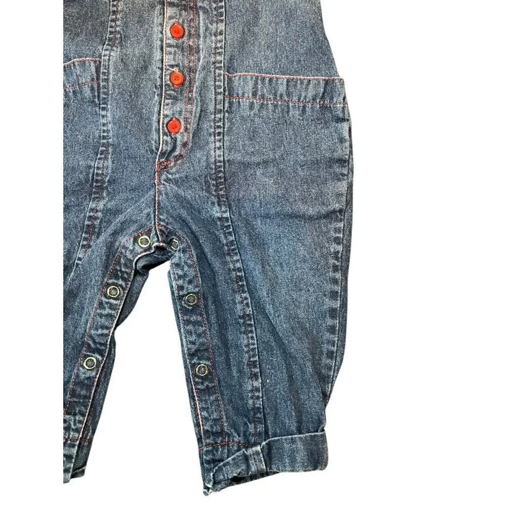 Vintage Rare McKids 18 Month Baby Toddler Blue Denim Overalls SEARS Exclusive